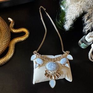 Elegant Gold and Blue Statement Necklace
